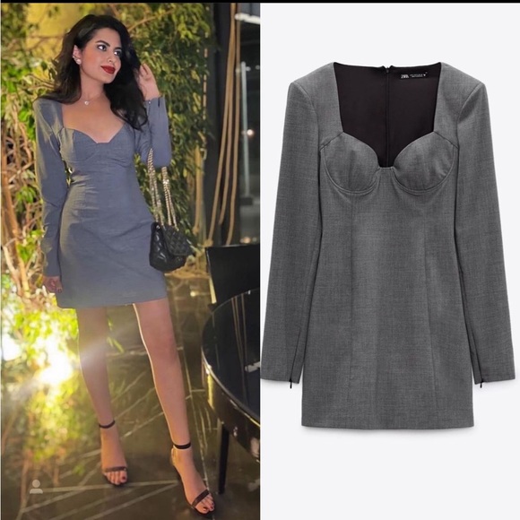 ZARA WOMAN FW21 GRAY SHORT FITTED DRESS 8833/317 - Picture 4 of 14